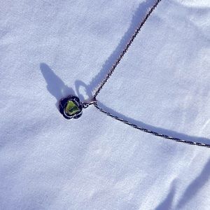 Vintage Sterling Silver & Green Gemstone Necklace